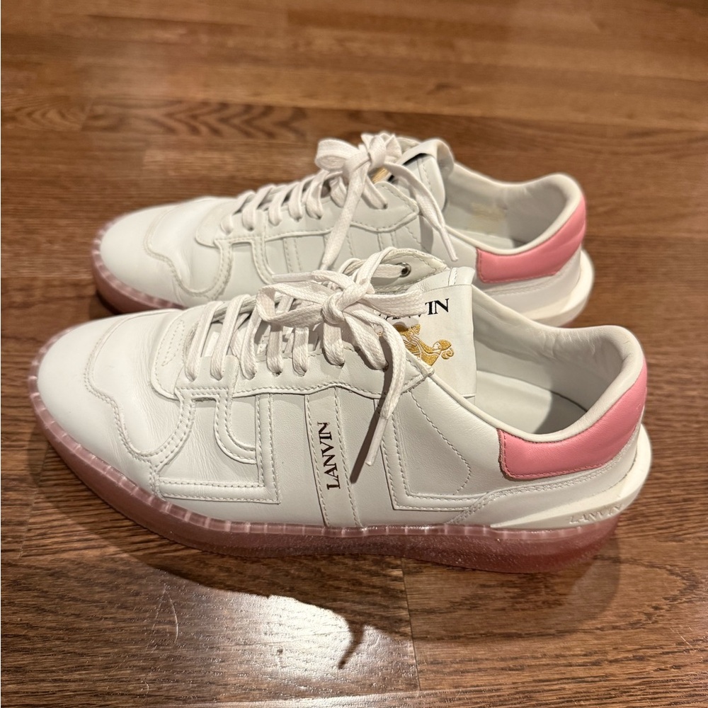 Lanvin White and Pink Retro-Inspired Sneakers